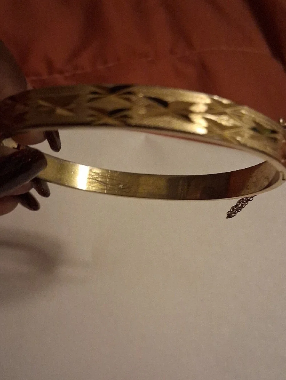 Gold-Tone Textured Hinged Bangle Bracelet